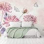 Retro Watercolor Pink Dandelion Flower Art Wallpaper Mural