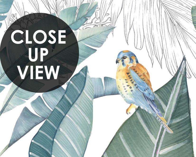 Tropical Banana Leaf with a Bird Wallpaper Mural