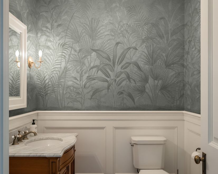 Monochrome Tropical Botanical Wallpaper Mural