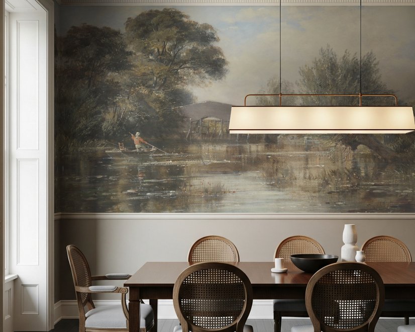 Rustic Riverside Landscape Wallpaper Mural