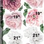 Aquarell Wandtattoo: Rosa und Weiße Pfingstrosenblumenstrauß mit Rosenknospe