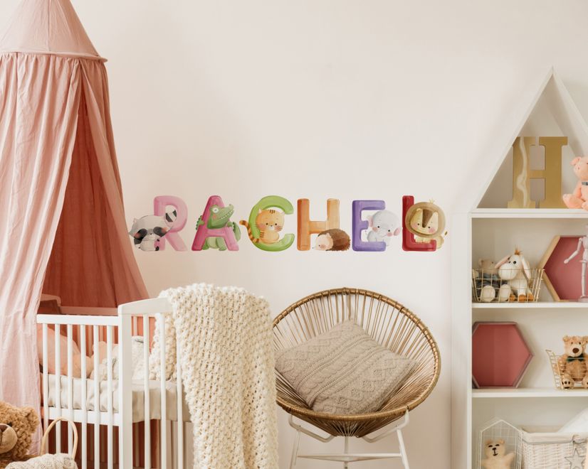 Watercolor Alphabet With Animals Wall Decal Sticker