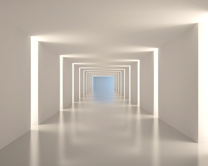 3D Look Illustrational Abstract White Corridor Wallpaper Mural