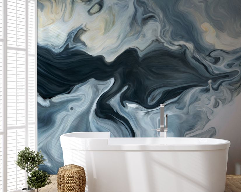 Abstract Watercolor Style Dark Marble Wallpaper Mural