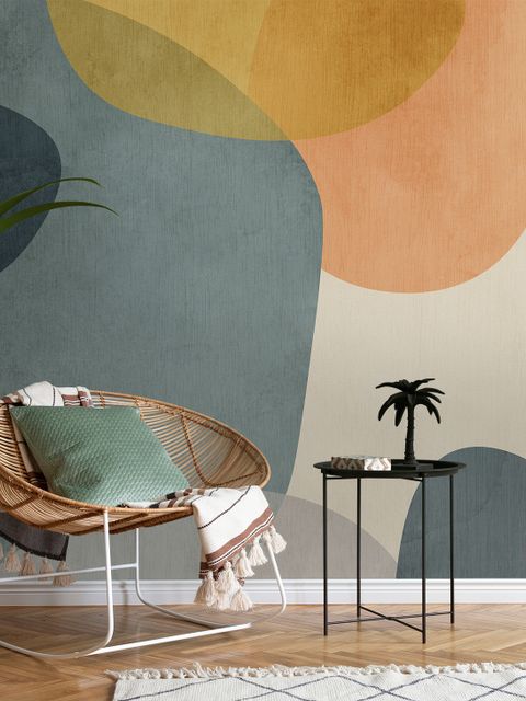 Abstract Geometric Shapes Paintbrush Art Wallpaper Mural
