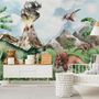 Papier peint dinosaure avec trex monde jurassique pour enfants
