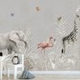 Tropical Animals with Leafs Wallpaper Mural For Children