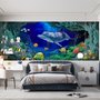 Papier peint panoramique sous la mer en 3D avec des poissons colorés