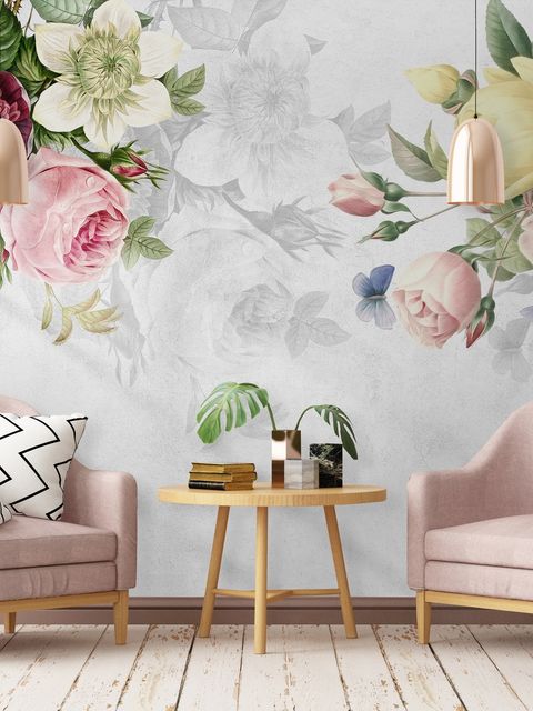 Bohemian Clematis Floral Bouqet Wallpaper Mural