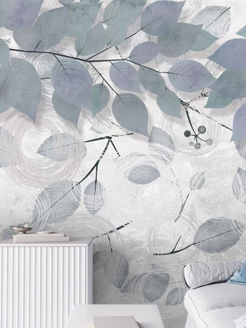 Nordic Tree Branch Leaves Wallpaper Mural