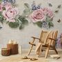 Vintage Pastel Pink Floral Wallpaper Mural