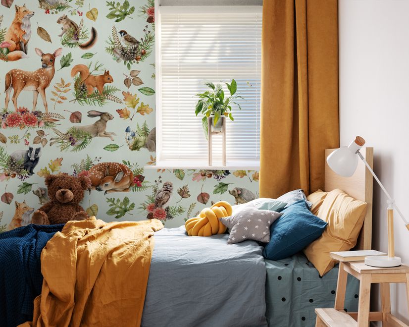 Papier peint aquarelle animaux forêt mignons chambre bébé