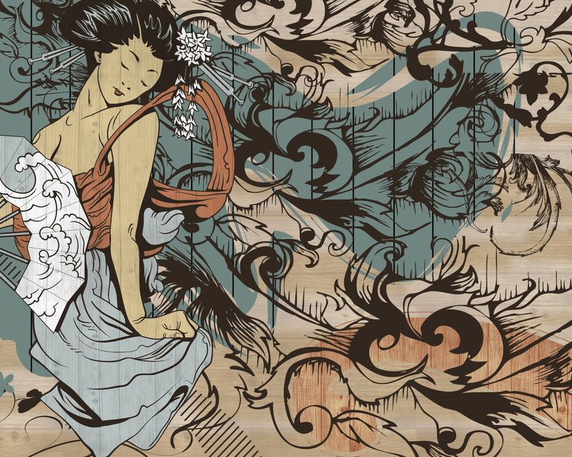 Retro Japanese Artistic Girl Wallpaper Mural