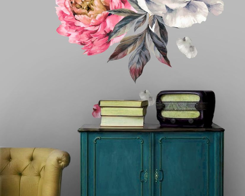 Kids Watercolor Pink White Florals Wall Decal Sticker