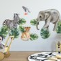 Kids Tropical Animals with Leafs Wall Decal Sticker