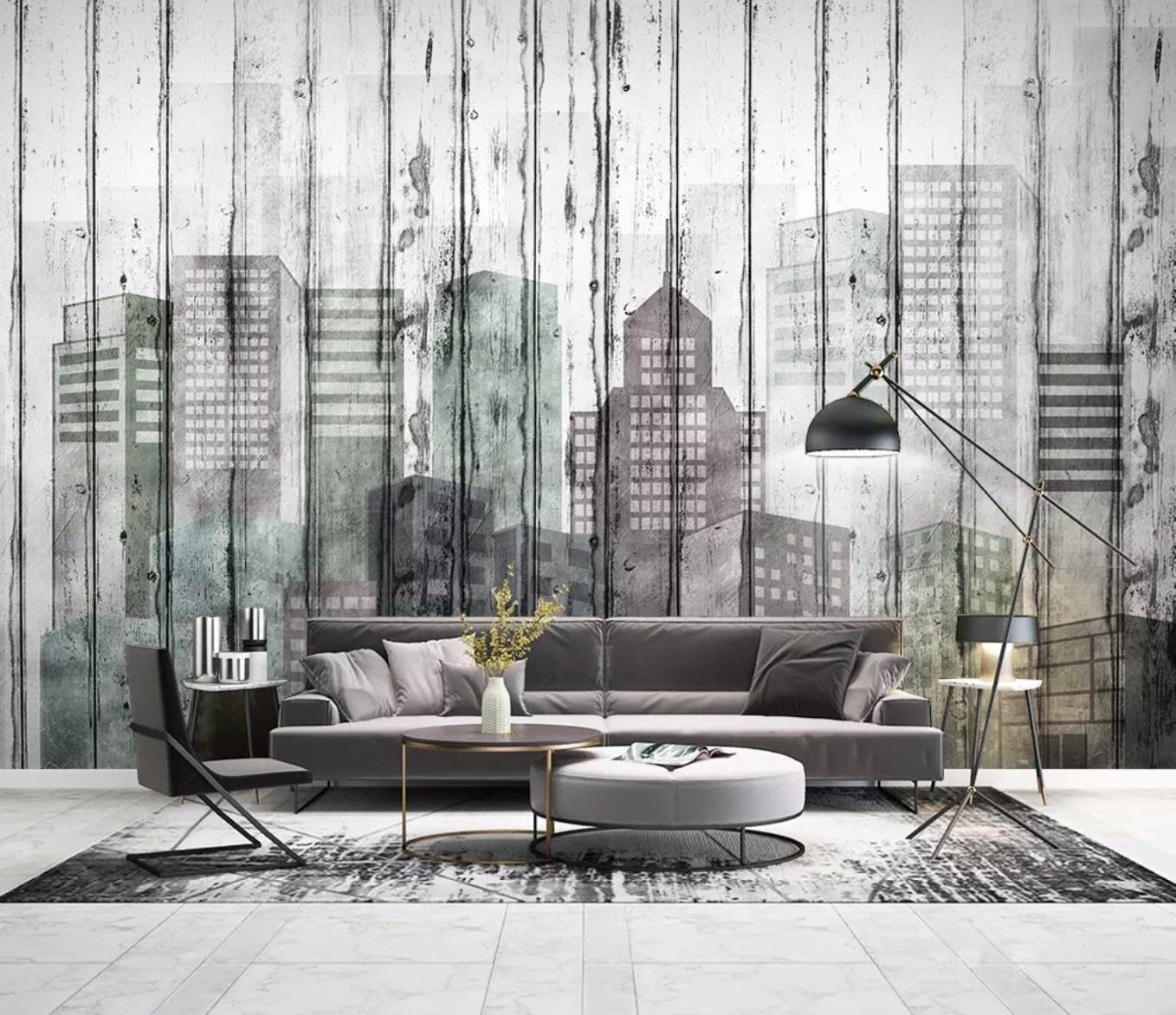 Cityscape Wallpaper Mural - Peel and Stick