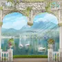Lake Landscape on the Swan with European Style White Arches Wallpaper Mural