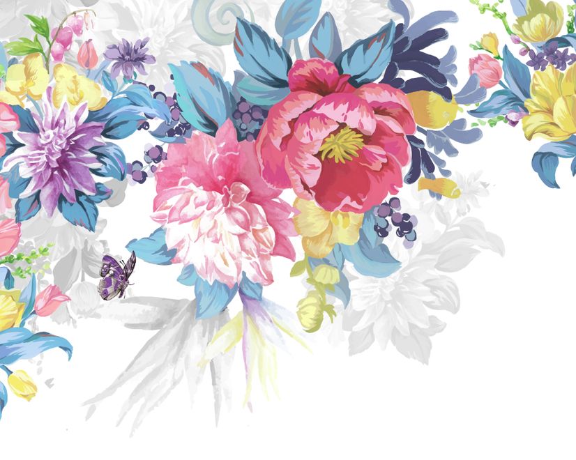 Watercolor Colorful Peony Flowers Wallpaper Mural