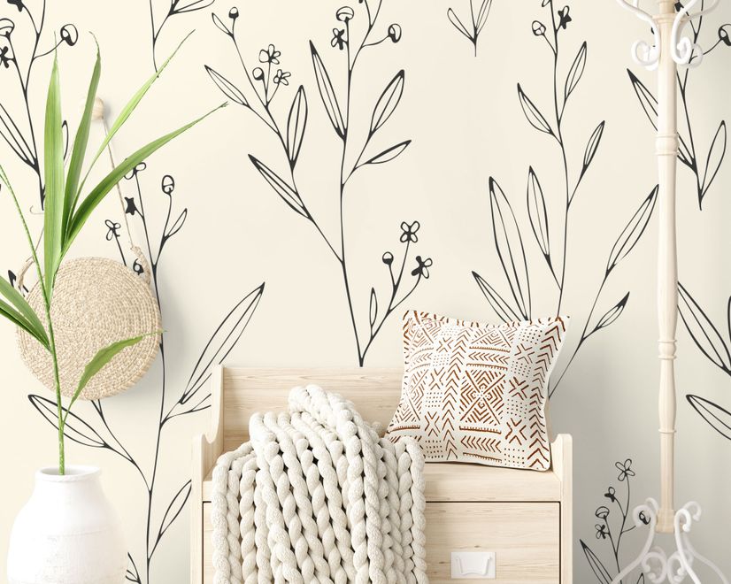 Papier peint panoramique minimal et moderne sur les plantes des champs