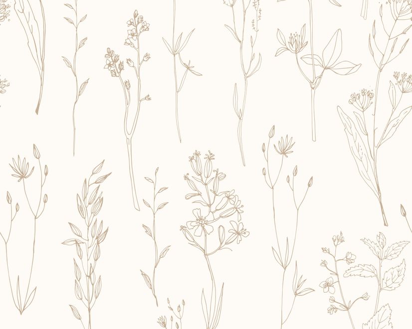 Hand Drawing Plants Meadow Art Wallpaper Mural