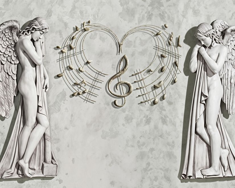 Sophisticated Angel Sculpture Wallpaper Mural