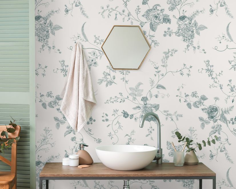 Monochrome Floral Drawing Art Wallpaper Mural