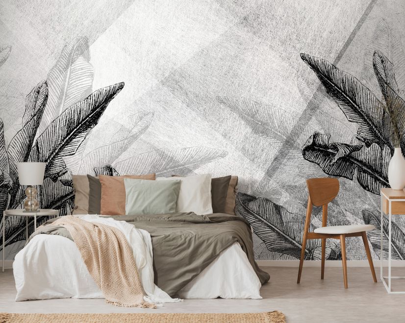 Drawn Banana Leaf Wallpaper Mural