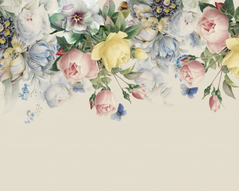 Vintage Colorful Floral Wallpaper Mural