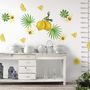 Yellow Lemon with Lily Florals Wall Decal Sticker