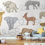 Papier peint panoramique art animalier abstrait au trait