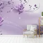 3D Look Purple Flowers Wallpaper Mural