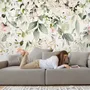 Watercolor Soft Floral with Green Leaves Wall Mural