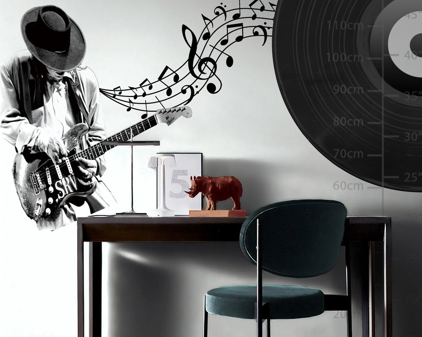 Black Music Record and Rock Music Notes Wall Decal Sticker