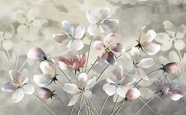 Oil Painting Pastel Floral Wallpaper Mural