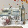 London Big Ben und Westminster mit Herbstblättern Wandtattoo