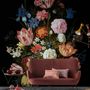 Elegant Dutch Dark Floral Bouquet Wallpaper Mural