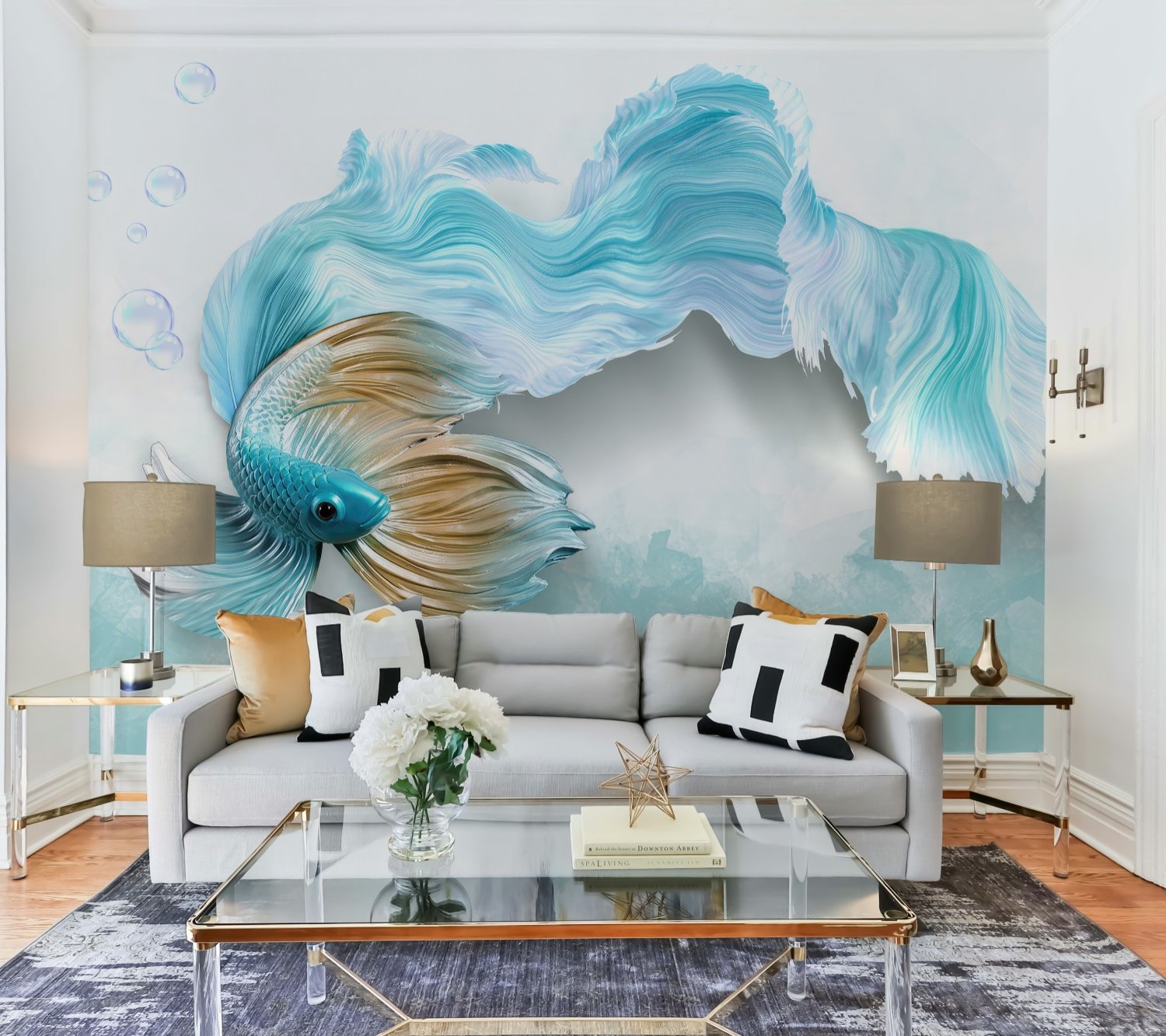 Abstract Guppy Fish Wallpaper Mural - Peel and Stick