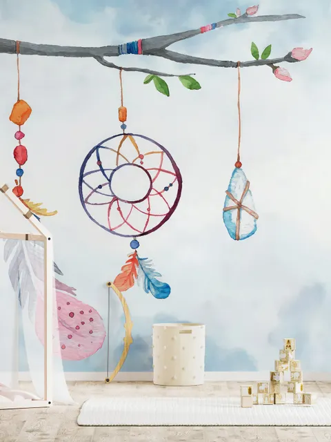 Watercolor Colorful Feather Wallpaper Mural