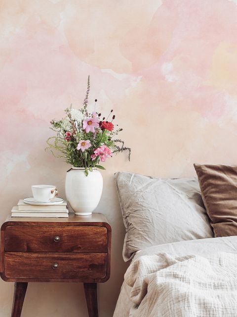 Soft Peach Colors Watercolor Paint  Art Wallpaper Mural