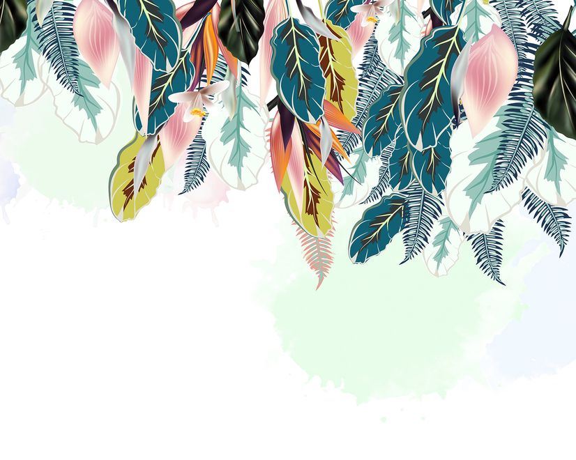 Watercolor Banana Leaf Wallpaper Mural