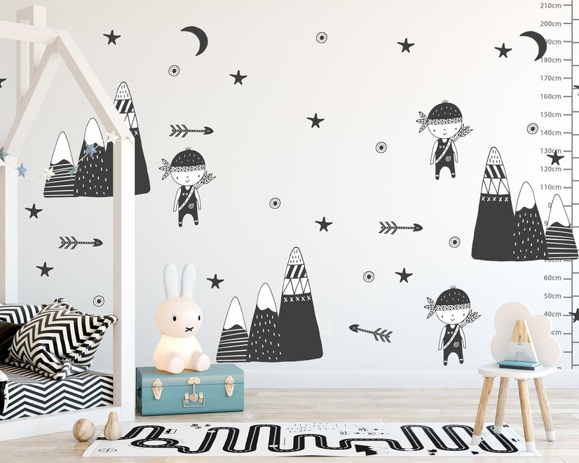 Kinder Woodland für Jungen Schwarze Berge Wandtattoo