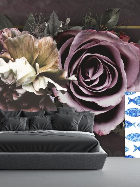 Dark Rose Floral Wallpaper Mural