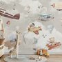 Kinderzimmer Fototapete Cartoon-Tiere fliegen mit Flugzeug
