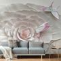 3D Embossed Look Flowers and Butterfly Wallpaper Mural