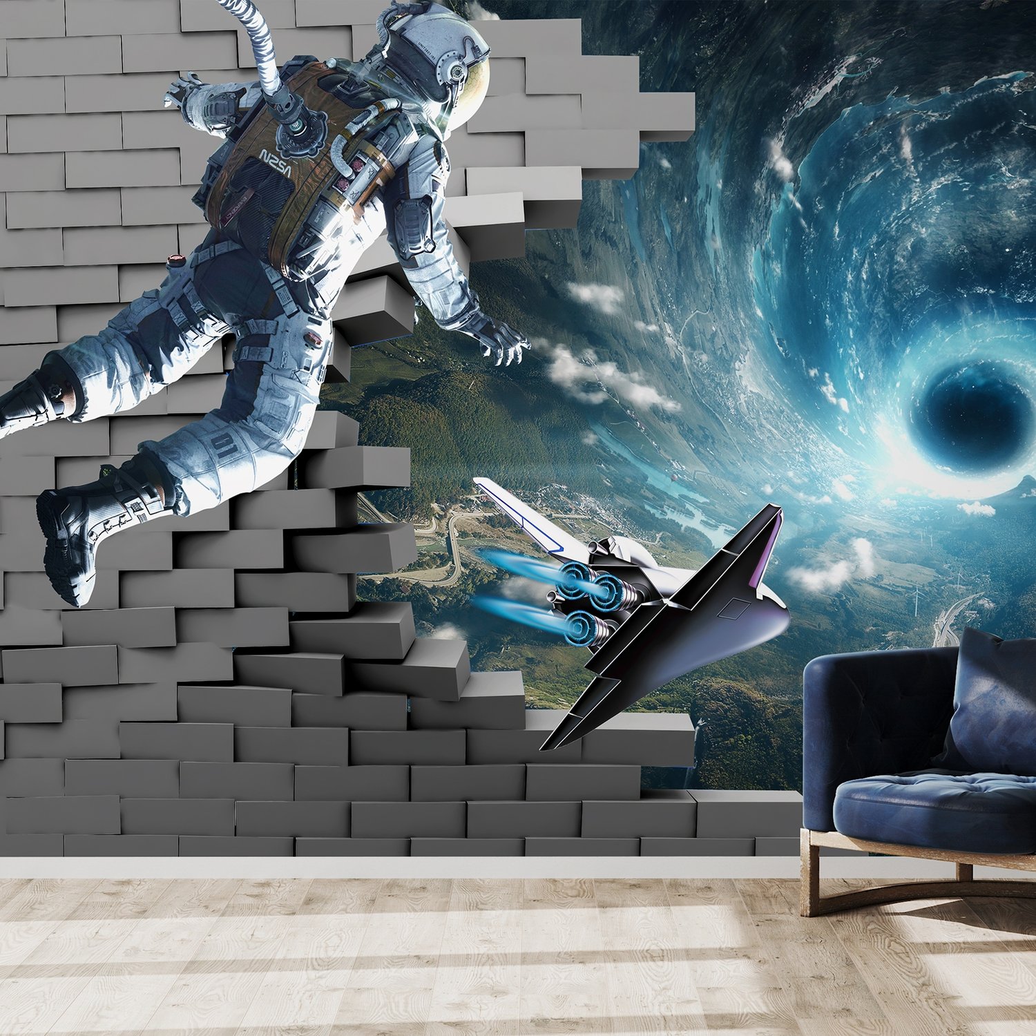 Astronaut with Galaxy Starry Wallpaper Mural - Peel and Stick