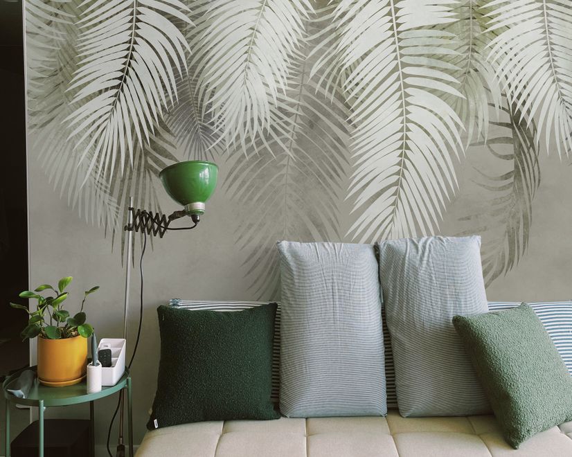 Neutral Tropical Palm Leaf Wallpaper Mural