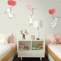 Kids Cartoon Rabbits with Colorful Balloons and Moon Wall Decal Sticker