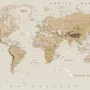 Soft Brown Political World Map Wallpaper Mural