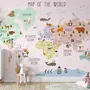 Kids Nursery Educational Continent World Map Wallpaper Mural