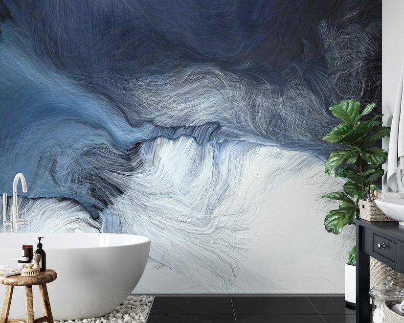 Abstract Dark Blue Brush Wallpaper Mural